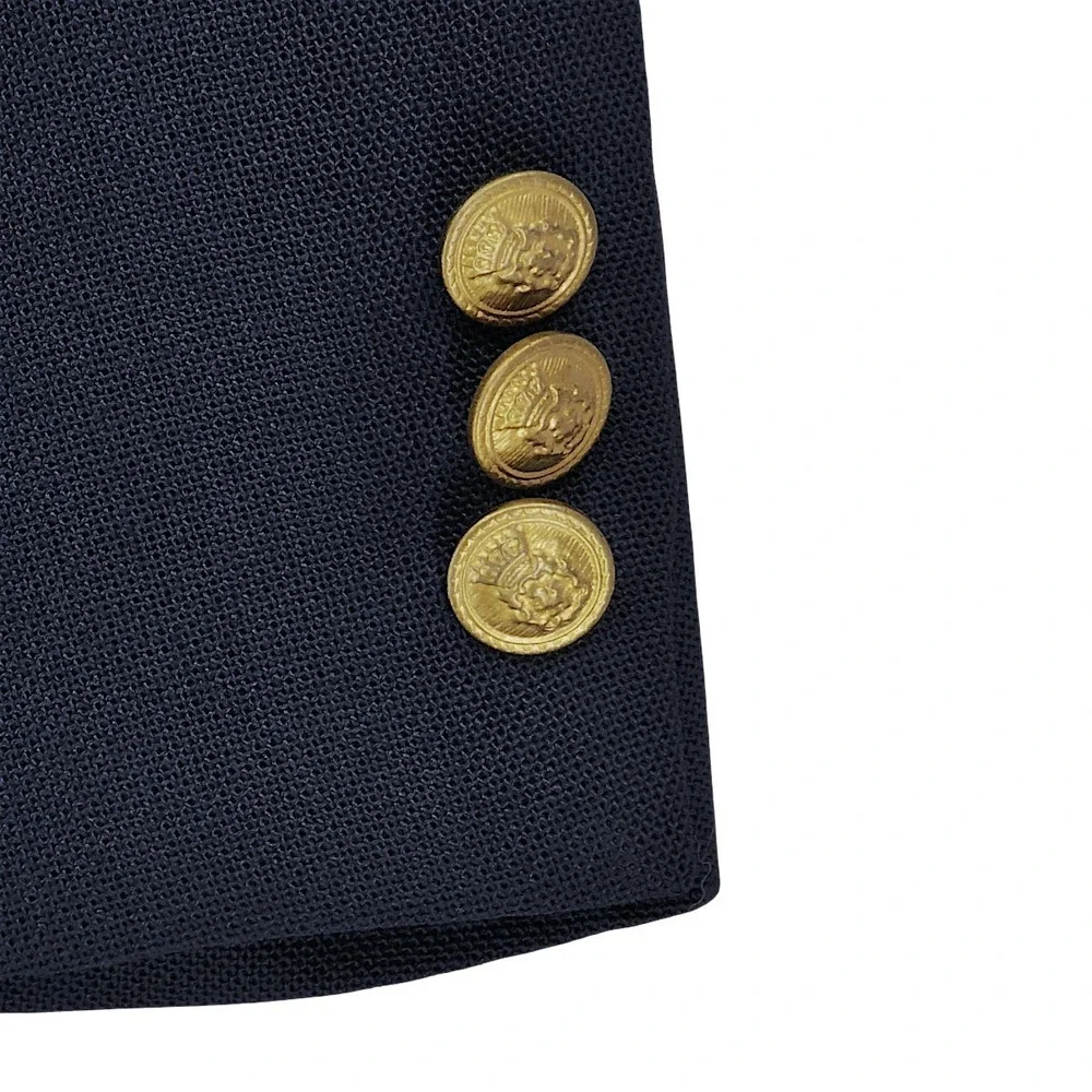 Vtg Woodmere Blazer 38R Men Navy Blue Gold Buttons Wool Poly Sport Coat Nautical